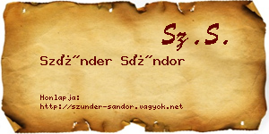 Szünder Sándor névjegykártya